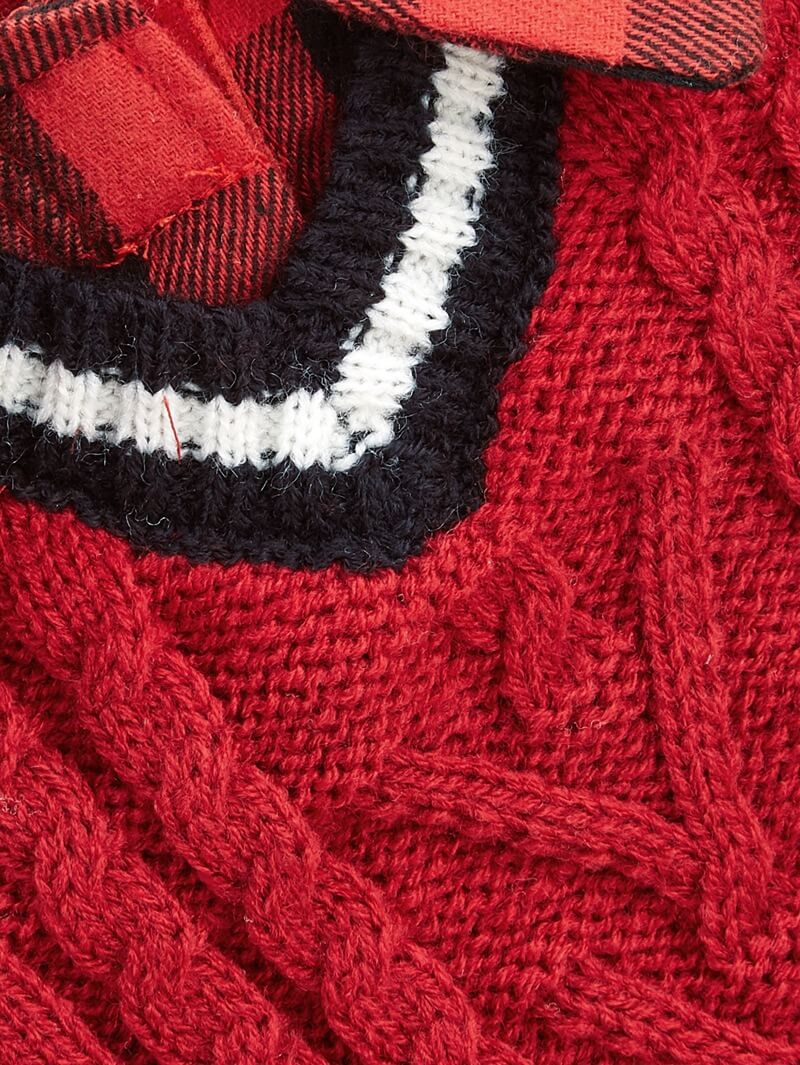 Perfecto para el otoño de cuello a cuadros a cuadros de invierno Cable Sweater Chalece