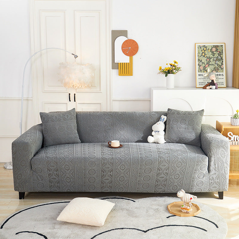 Cubierta de sofá anti-slip de cobertura completa de Jacquard Bohemian con funda de almohada