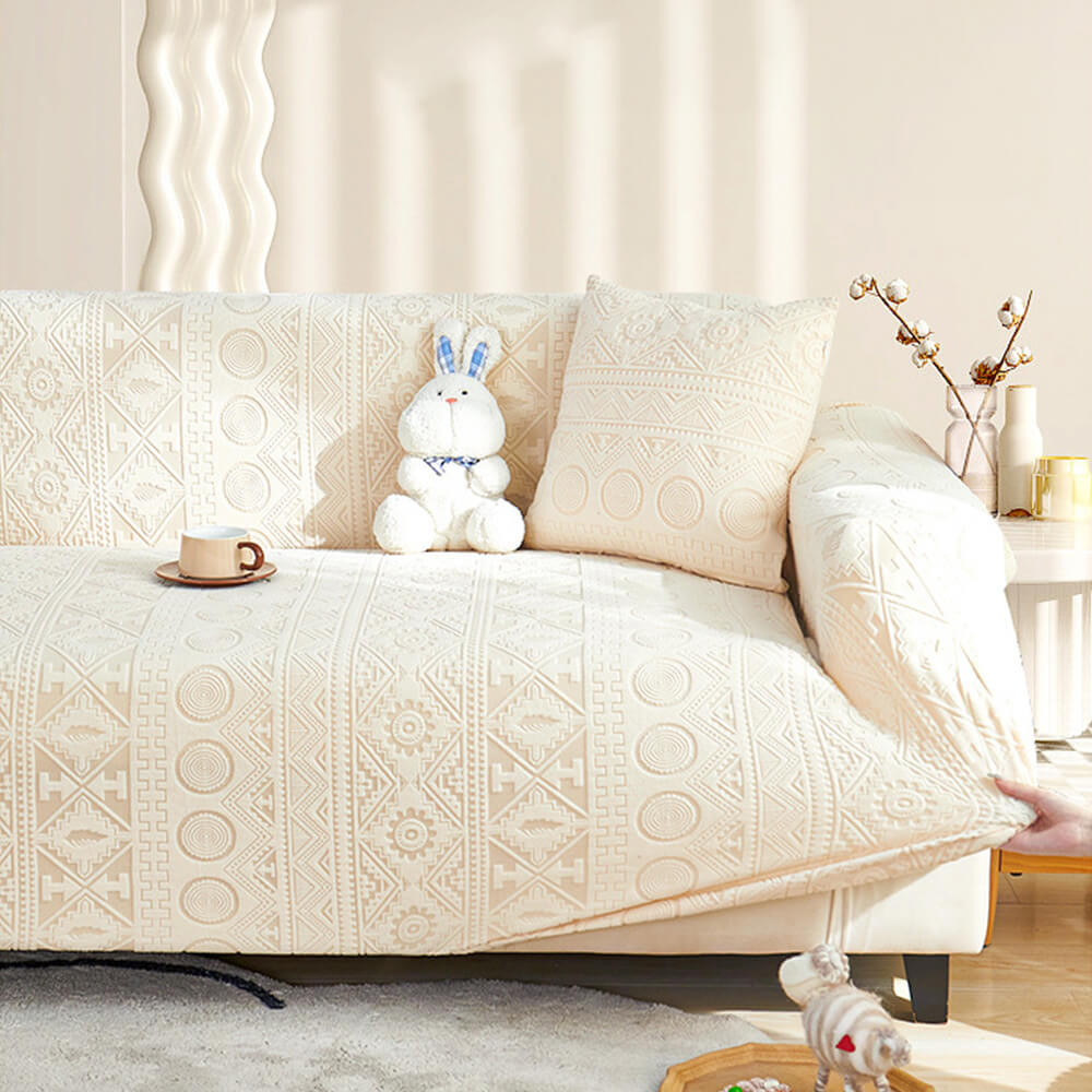Cubierta de sofá anti-slip de cobertura completa de Jacquard Bohemian con funda de almohada