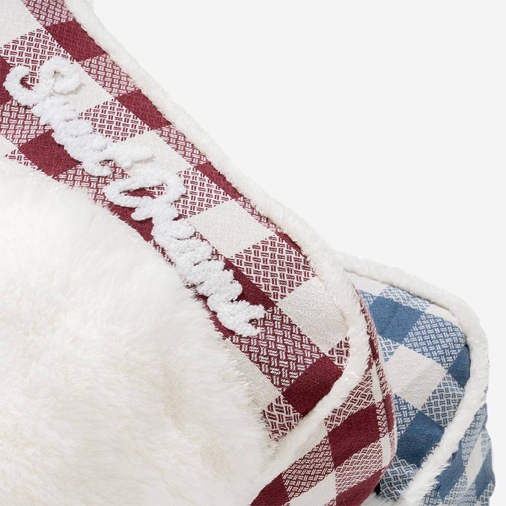 Grand lit orthopédique rectangulaire pour chien avec appui-tête classique à carreaux - Vague de rêve