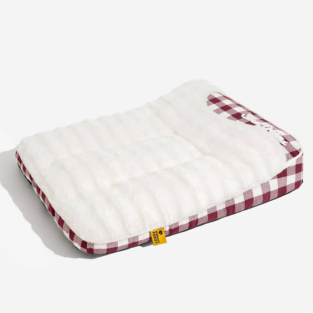 Grand lit orthopédique rectangulaire pour chien avec appui-tête classique à carreaux - Vague de rêve