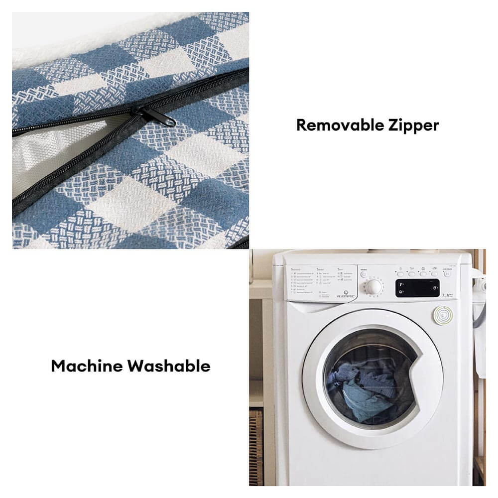 Grand lit orthopédique rectangulaire pour chien avec appui-tête classique à carreaux - Vague de rêve