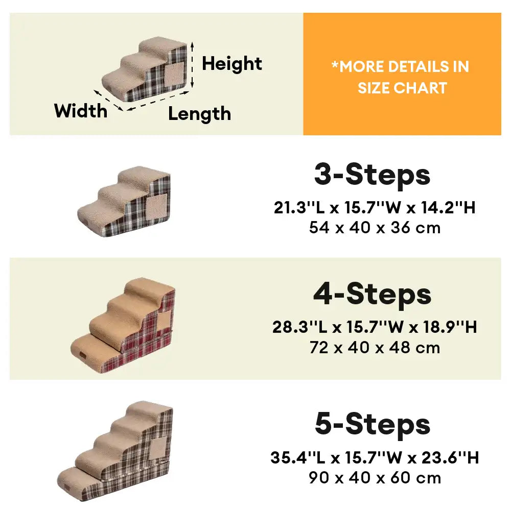 Escaleras de rampa para mascotas extraíbles de esponja de alta densidad a cuadros - COMFYCLIMB