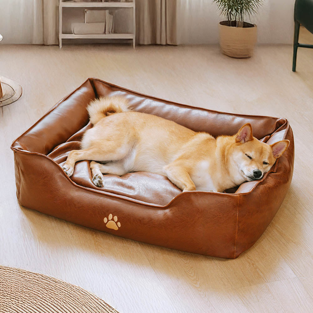 Cama de perros extraíbles de perros extraíbles de cuero de lujo de cuero impermeable