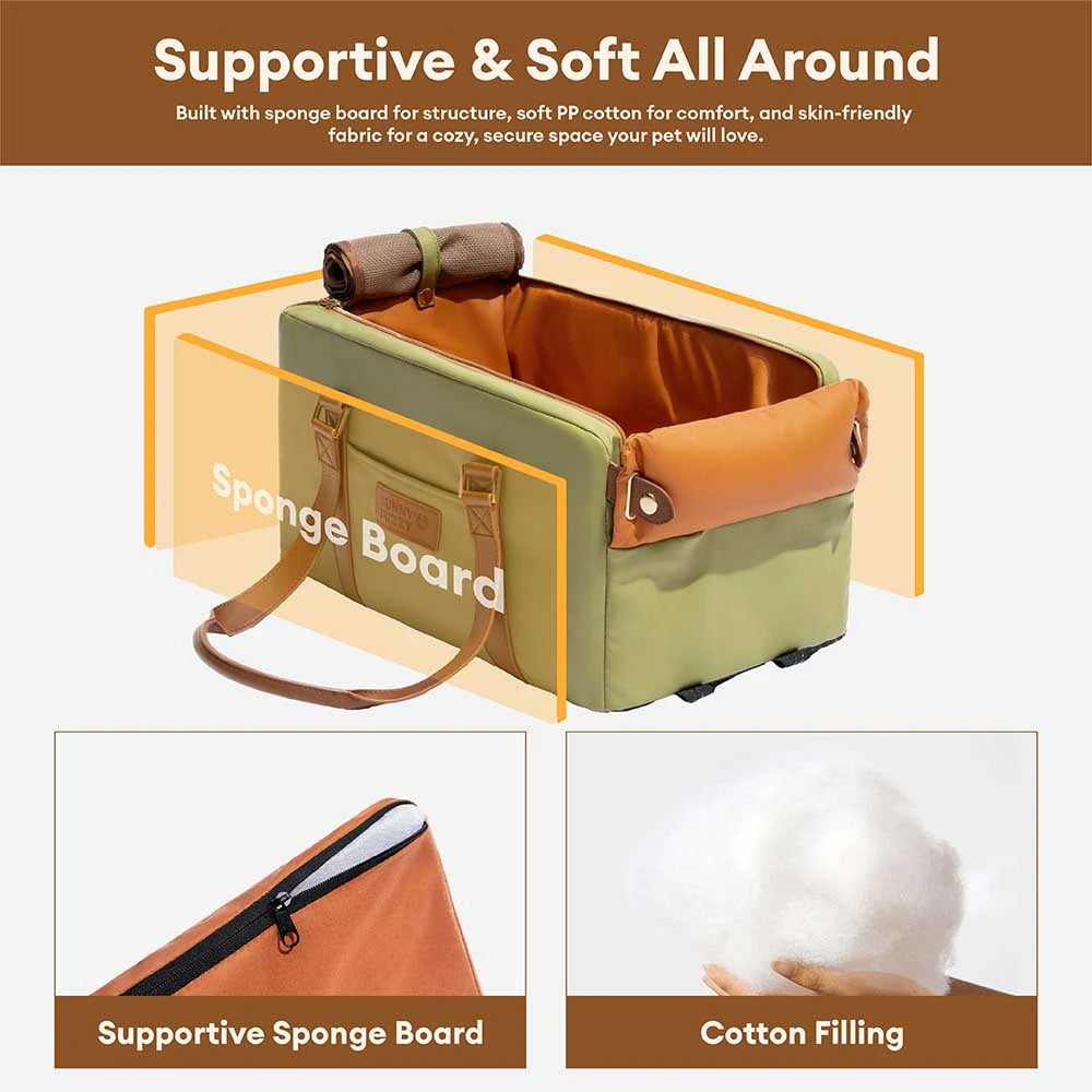 Deluxe Faux Leather Safety Center Console Pet Car Seat and Carrier - Urban Voyager