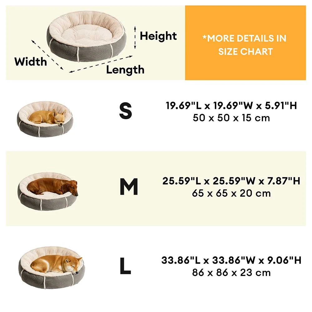 Ultra Plush Corduroy Anti-Anxiety Donut Dog Bed