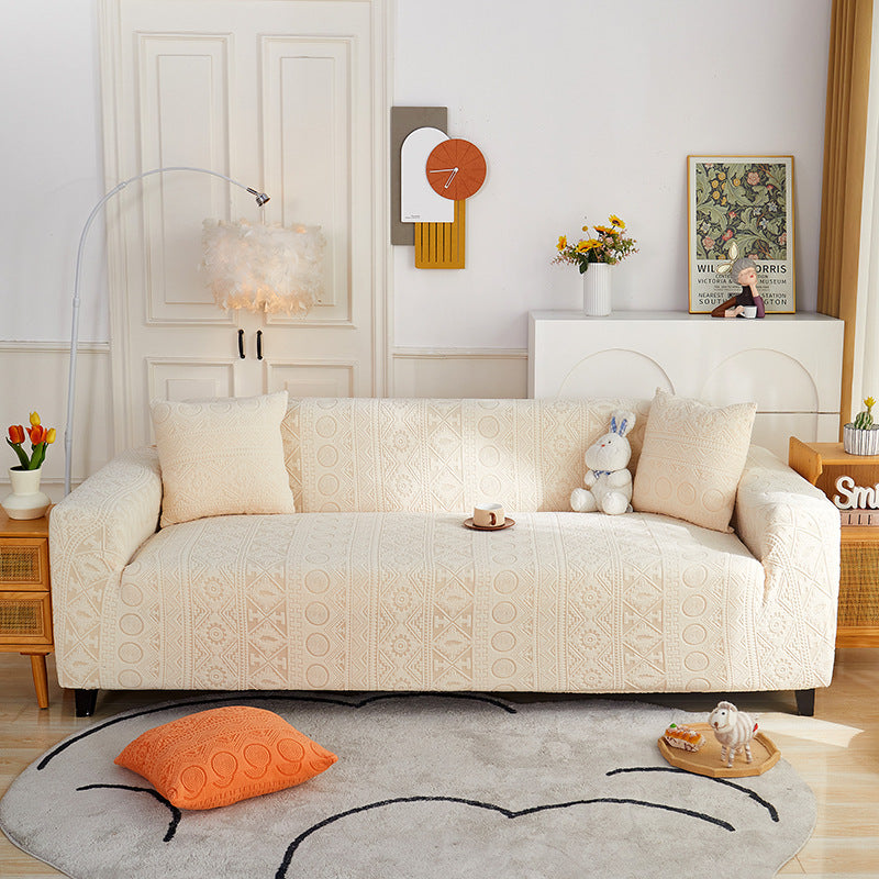 Cubierta de sofá anti-slip de cobertura completa de Jacquard Bohemian con funda de almohada