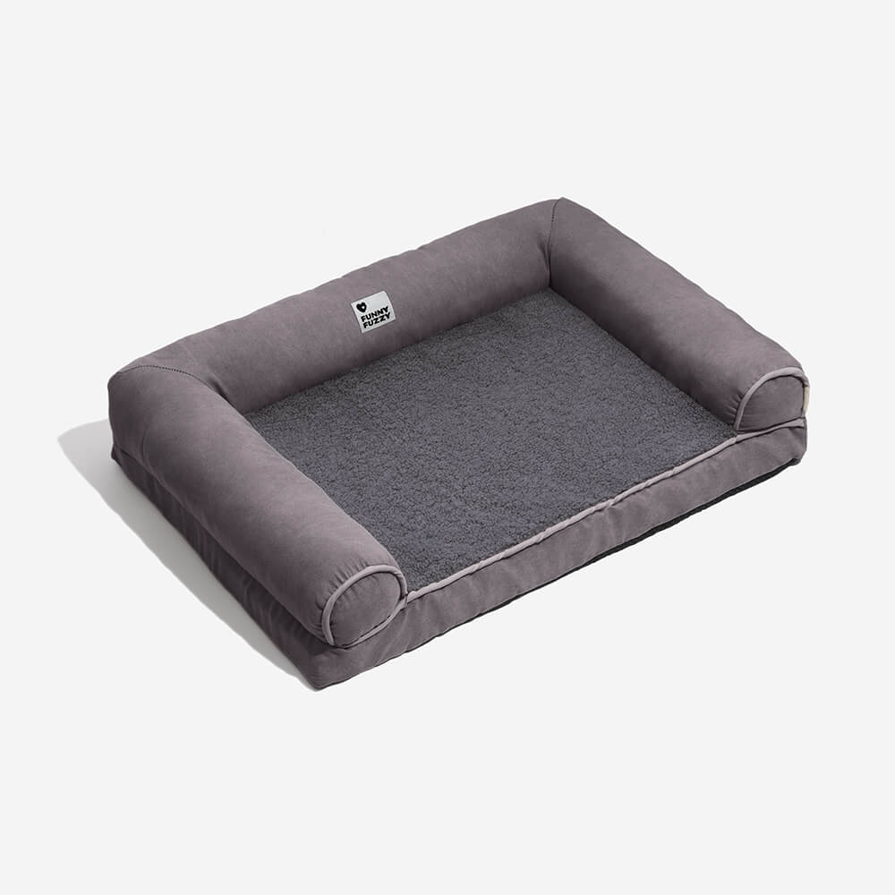 Faux Fleece & Suede Full Support Orthopedic Dog Bed - FUNNYFUZZY