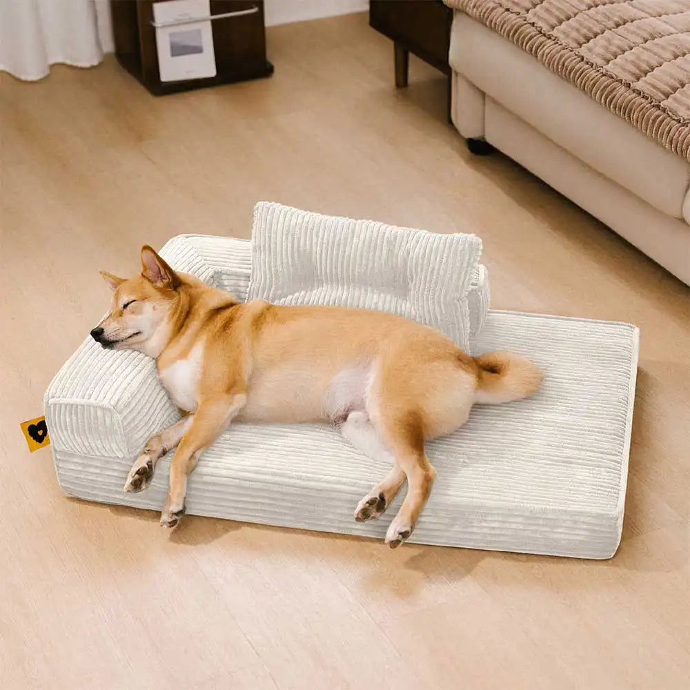 Corduroy Anti-Scratch Removable Orthopedic Dog Bed with Pillow - ComfySofa