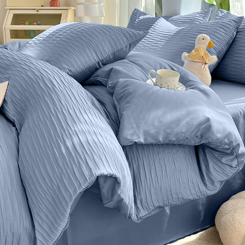 Foglio di comfort a colore solido Seersucker All-Seasons Set