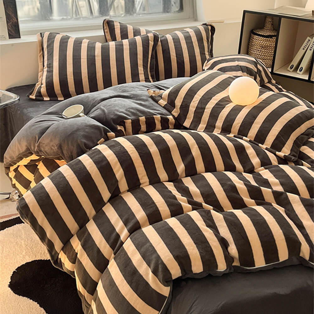 Ensemble de draps en velours de lait à carreaux confortables antistatiques