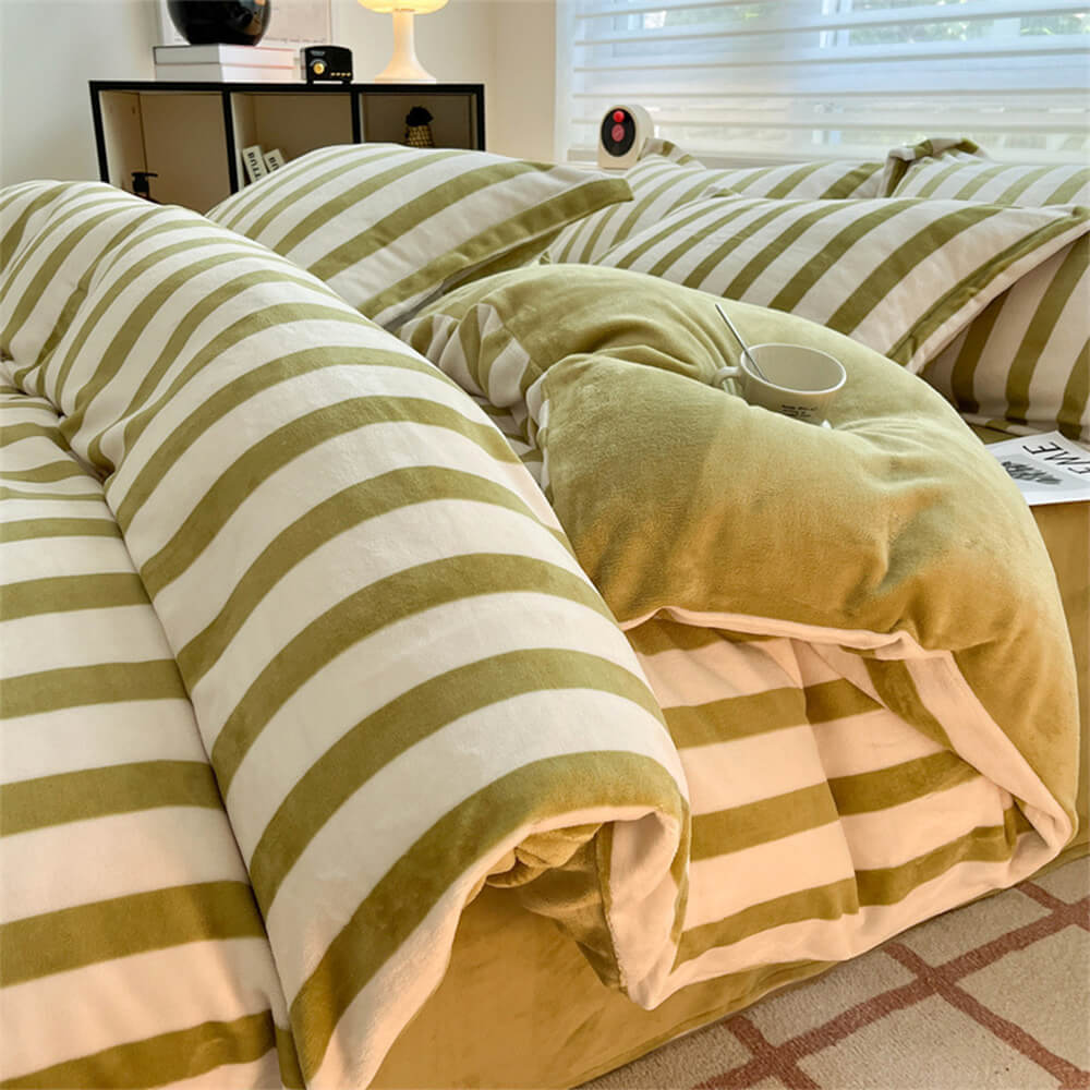 Ensemble de draps en velours de lait à carreaux confortables antistatiques