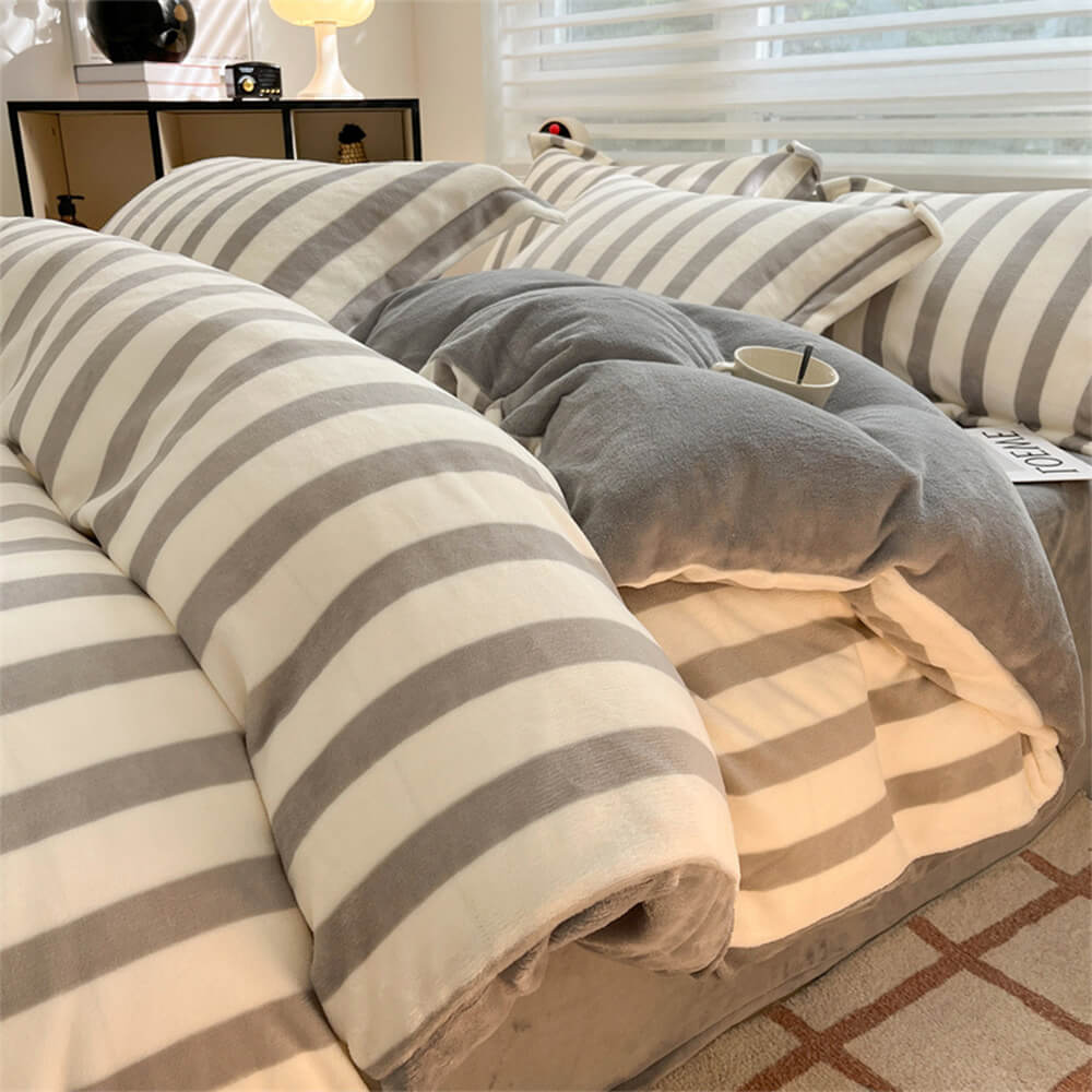 Ensemble de draps en velours de lait à carreaux confortables antistatiques