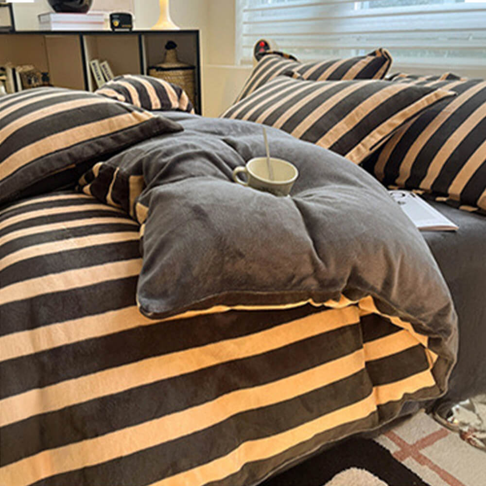 Ensemble de draps en velours de lait à carreaux confortables antistatiques