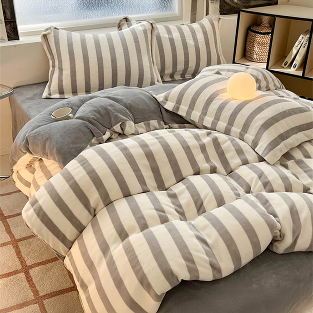 Ensemble de draps en velours de lait à carreaux confortables antistatiques