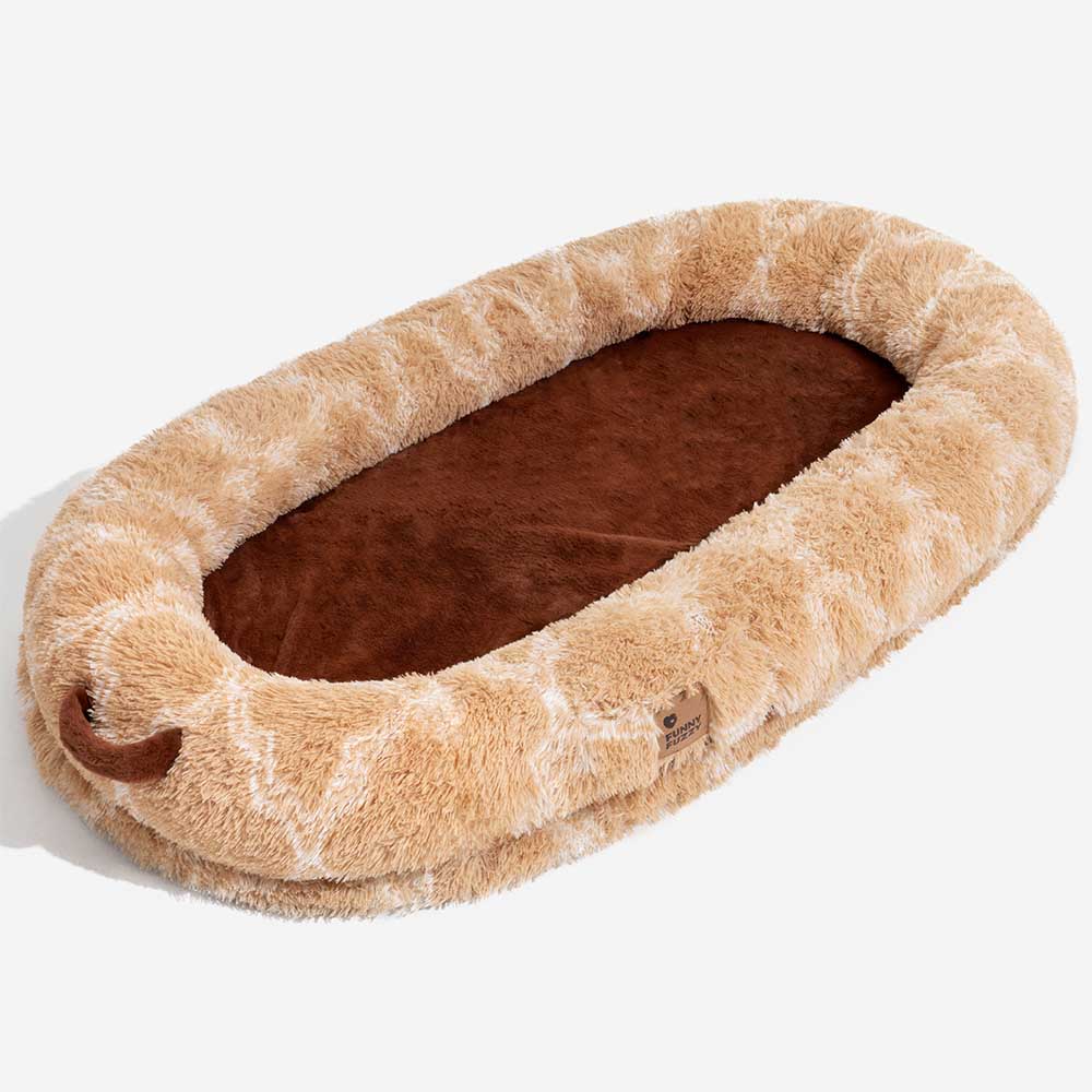 Luxury Super Large Sleep Deeper Oval Bed Human Dog Bed - FUNNYFUZZY