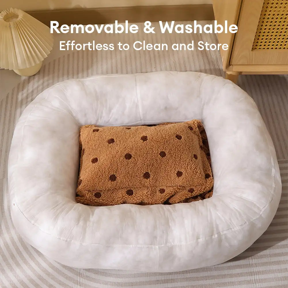 Cookie Plush Winter Warm Cozy Deep Sleep Dog Bed