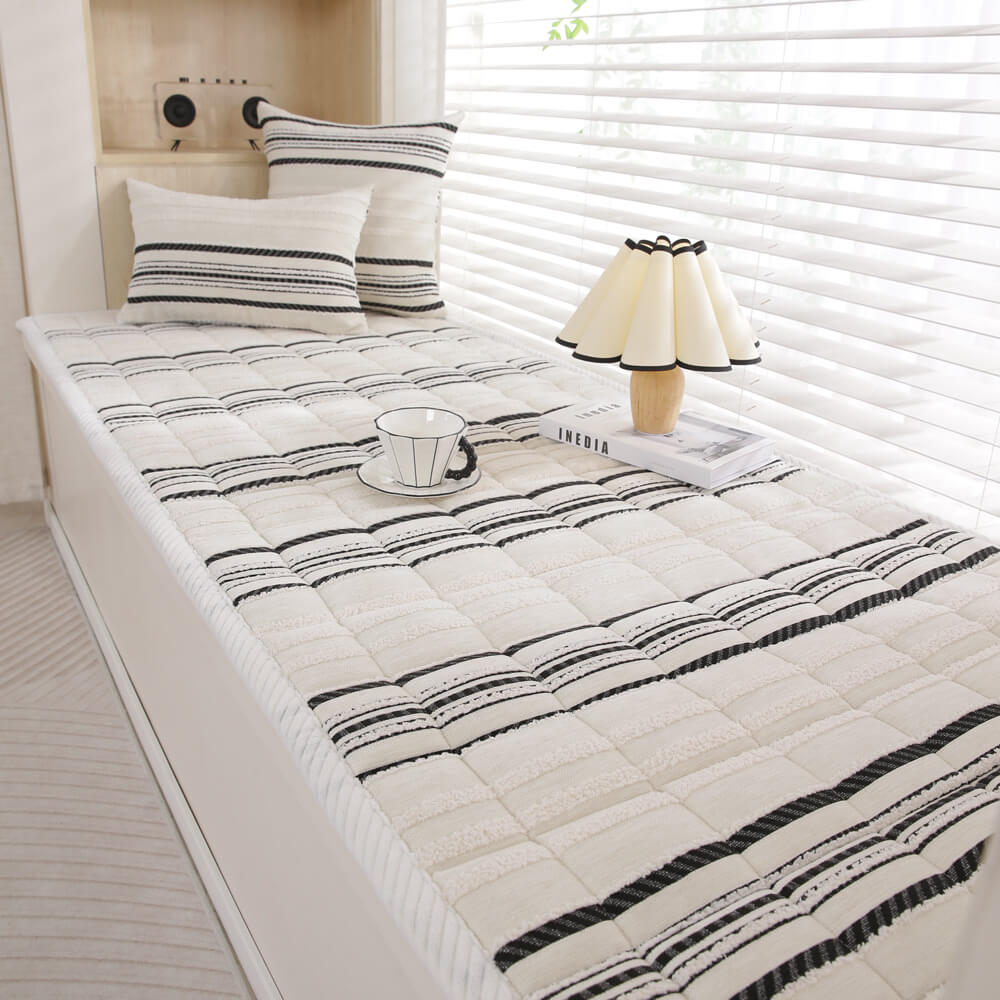 Cozy Chenille Striped Plush Sofa Protector Pet Mat Non-slip Couch Cover