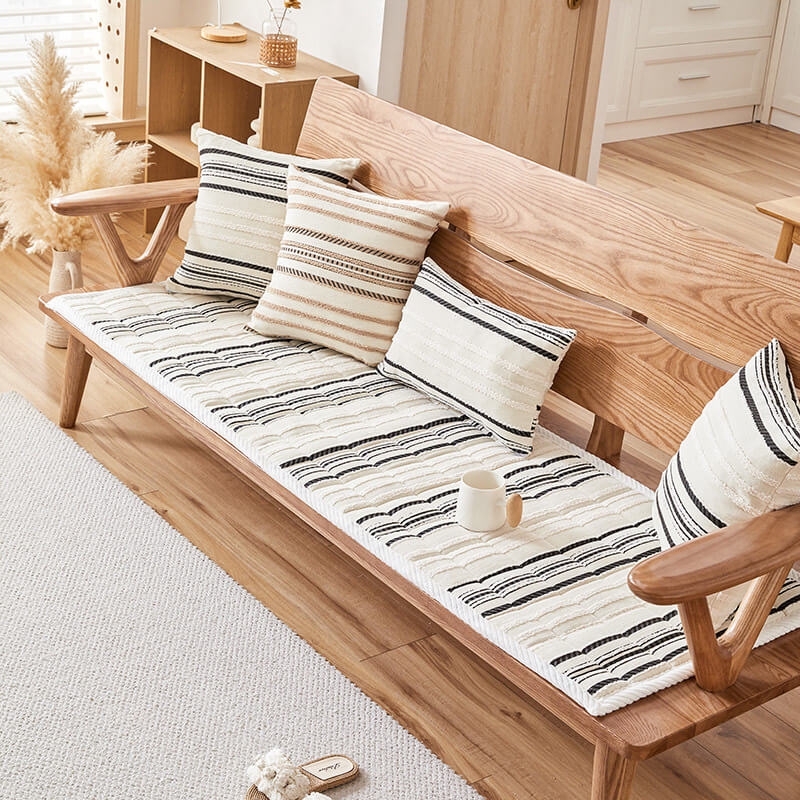 Cozy Chenille Striped Plush Sofa Protector Pet Mat Non-slip Couch Cover
