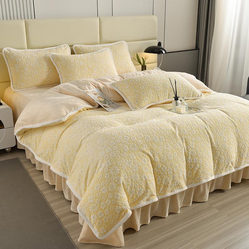 Elegante camisa de cama de terciopelo tallado con ropa de cama con cama para la piel