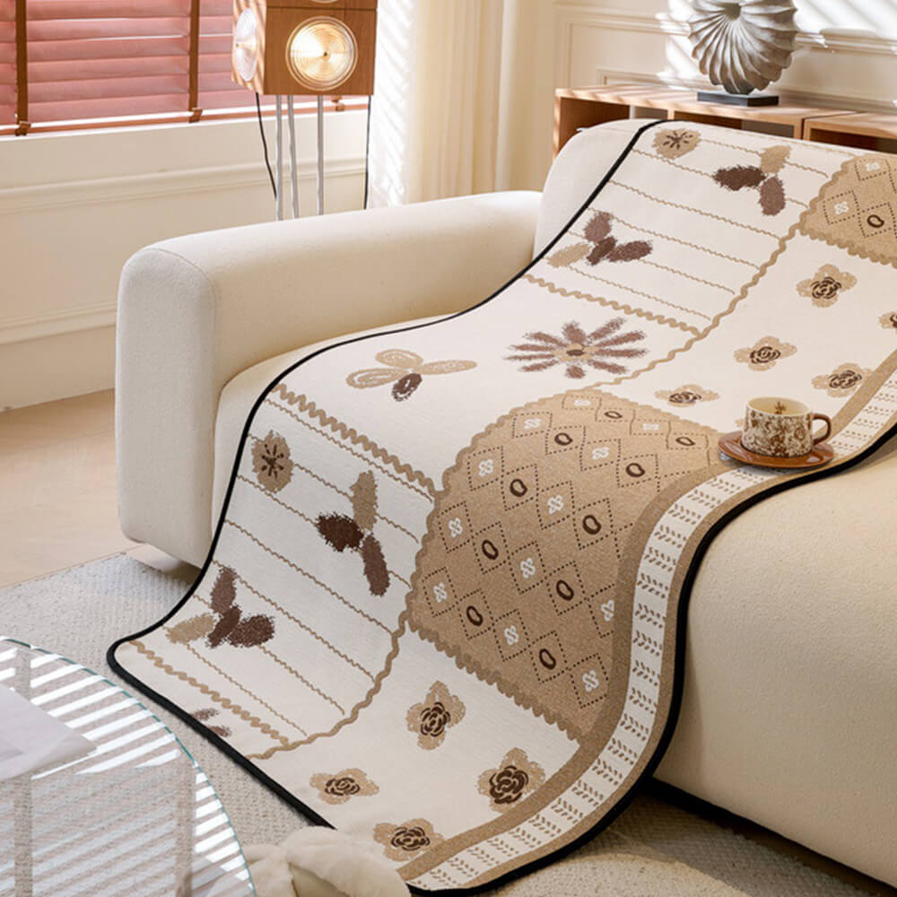 Tela resistente a los scratch chenille estilo pastoral de forma irregular sin deslizamiento de la cubierta del sofá sin deslizamiento
