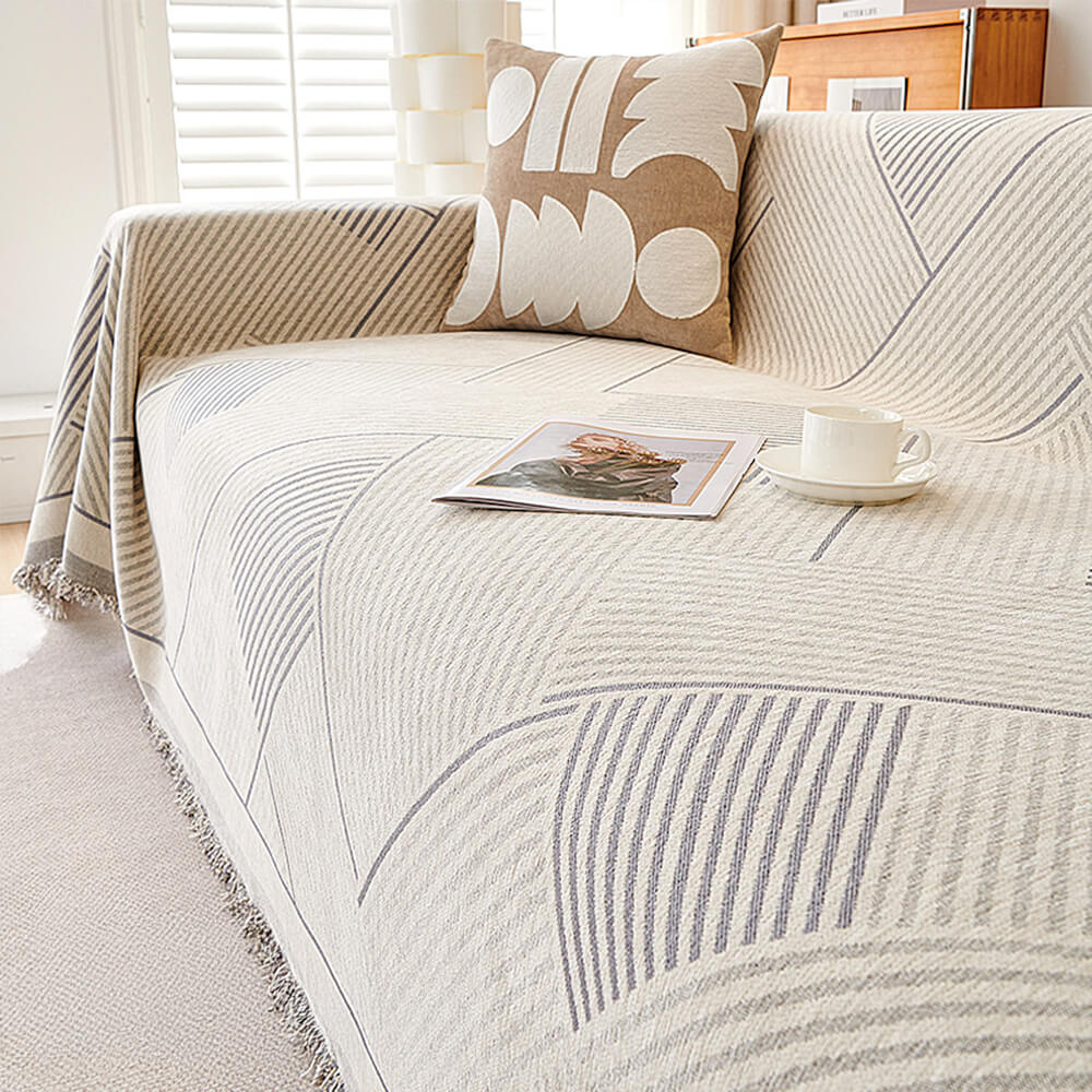 Classic Geometric Pattern Chenille Throw Couch Cover