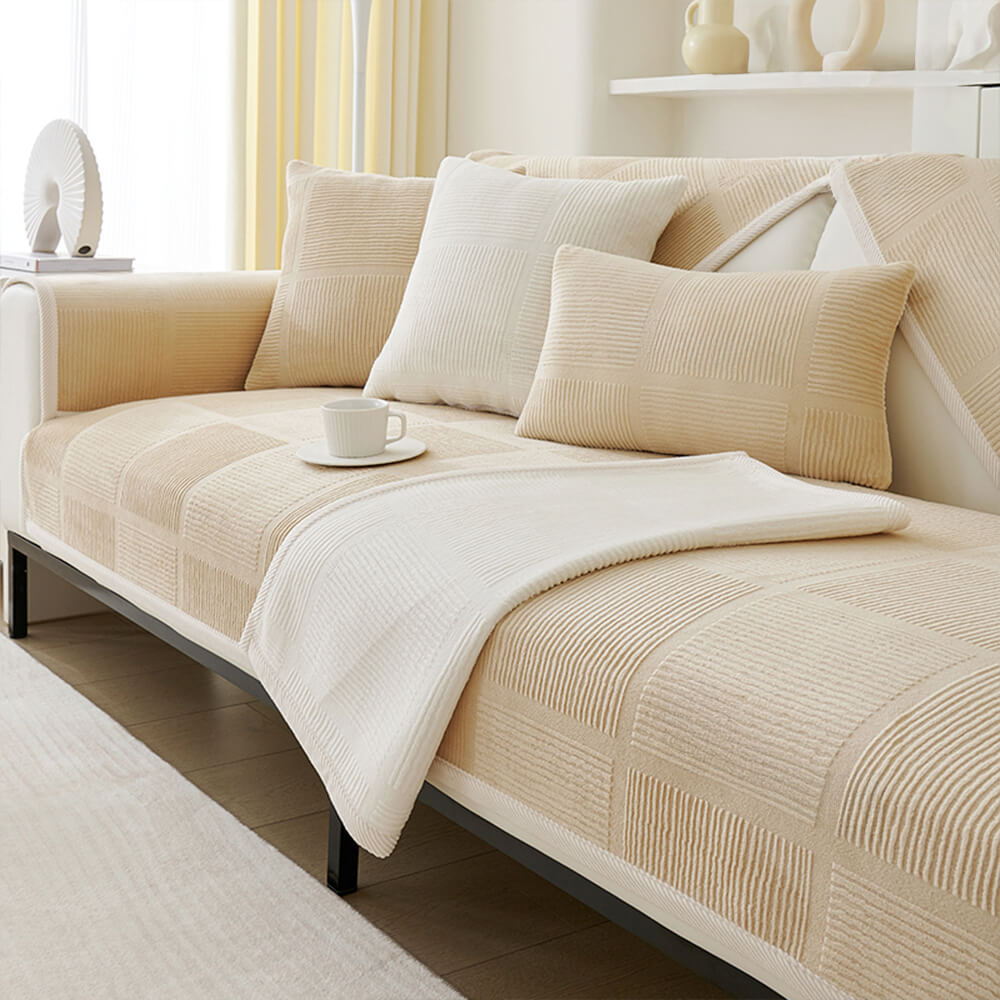 Coperchio classico di peluche quadrate a strisce