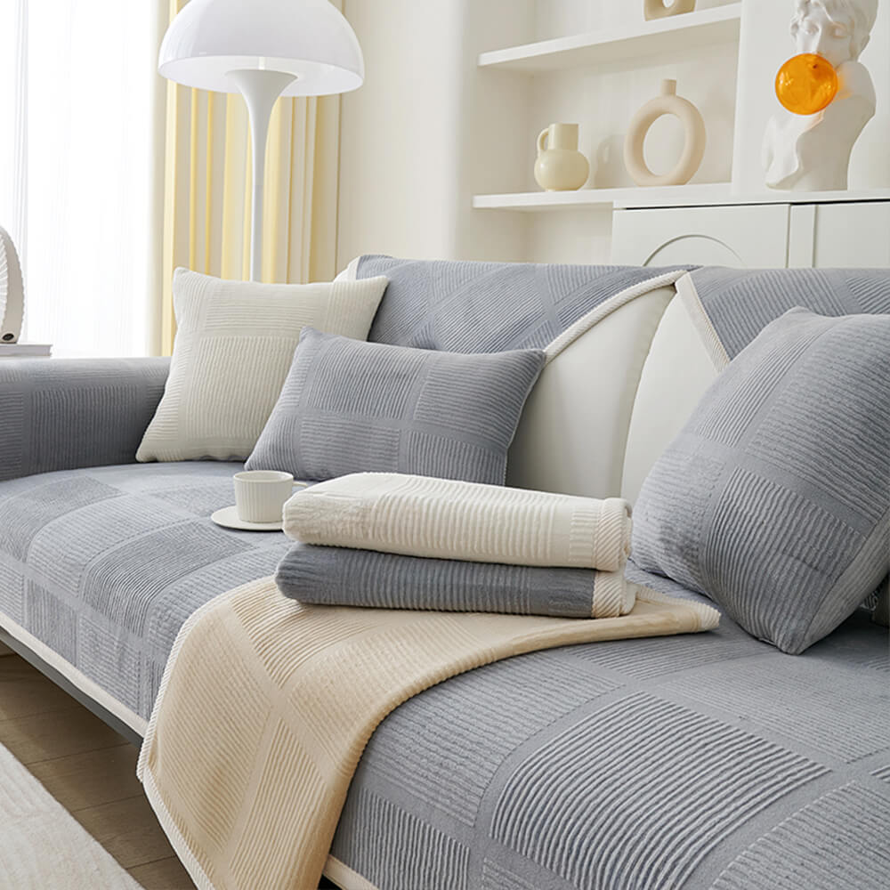 Coperchio classico di peluche quadrate a strisce