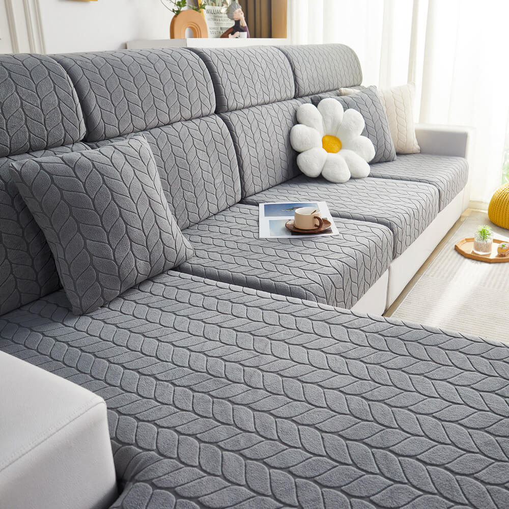 Textura de la hoja de trigo para toda la temporada universal elástica de protección completa Magic Couch Couch