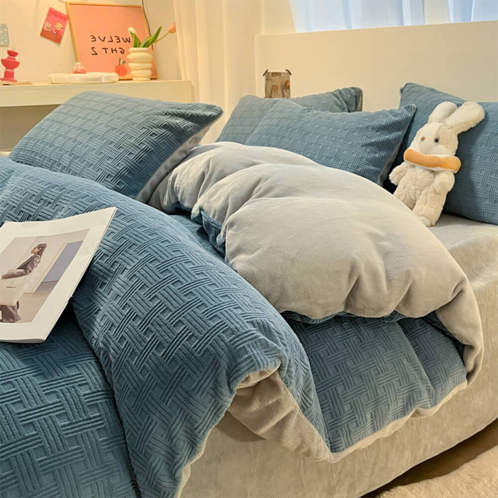 Textura tejida ultra suave terciopelo set de cama tibio