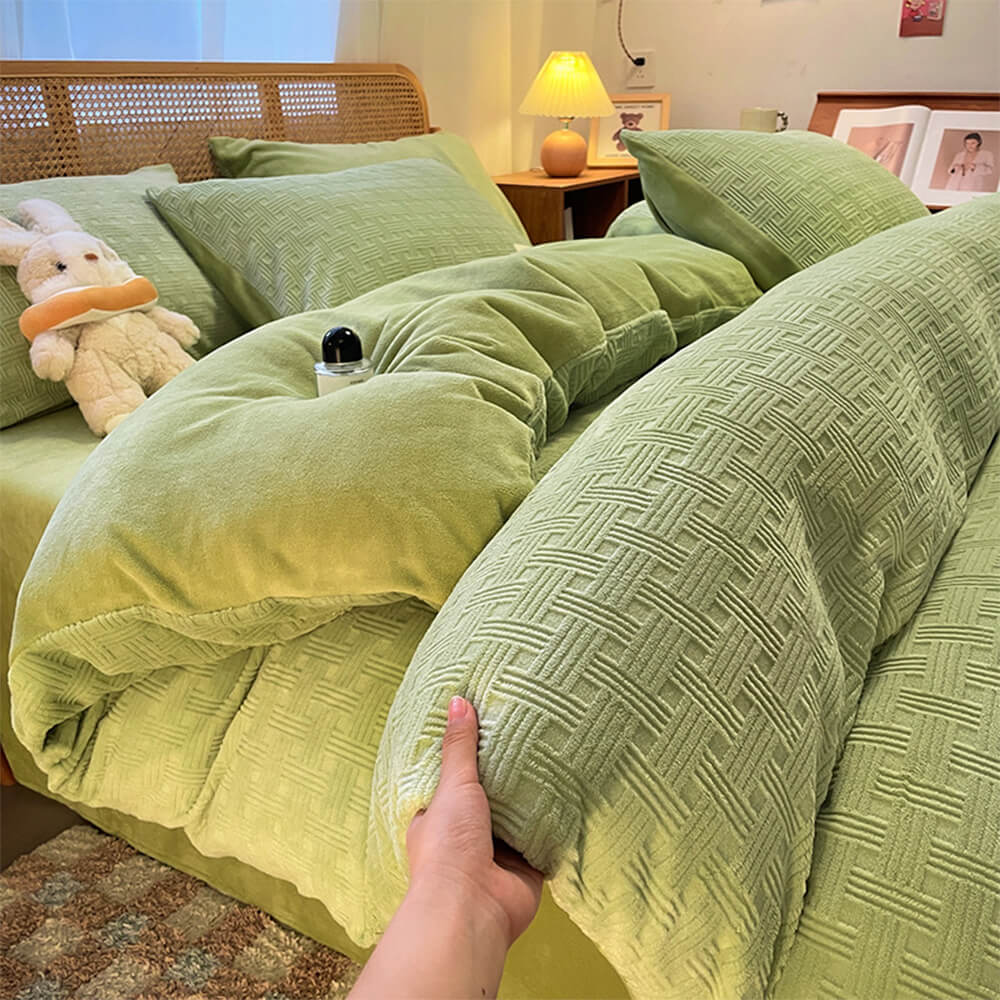 Textura tejida ultra suave terciopelo set de cama tibio