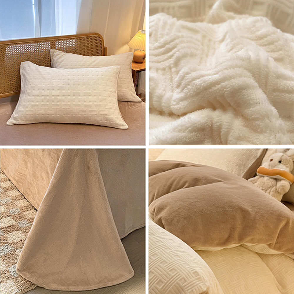 Textura tejida ultra suave terciopelo set de cama tibio