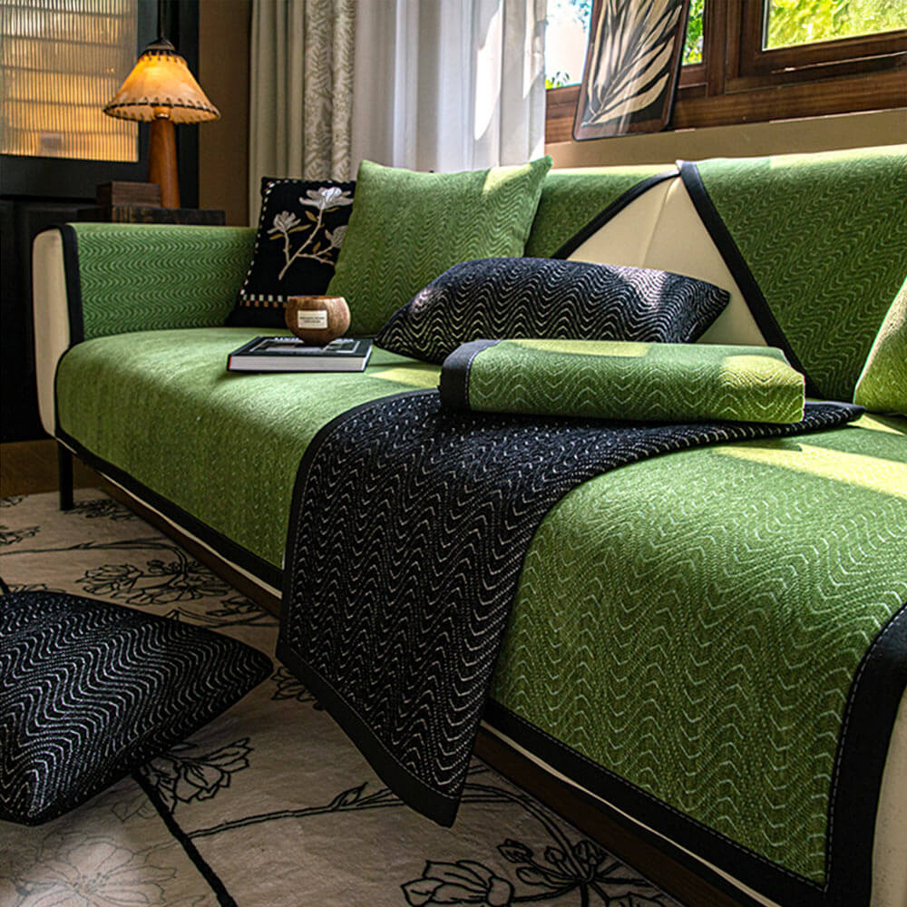 Chenille Anti-Slip Cat-Scratch Resistant Wavy Texture Premium Couch Cover