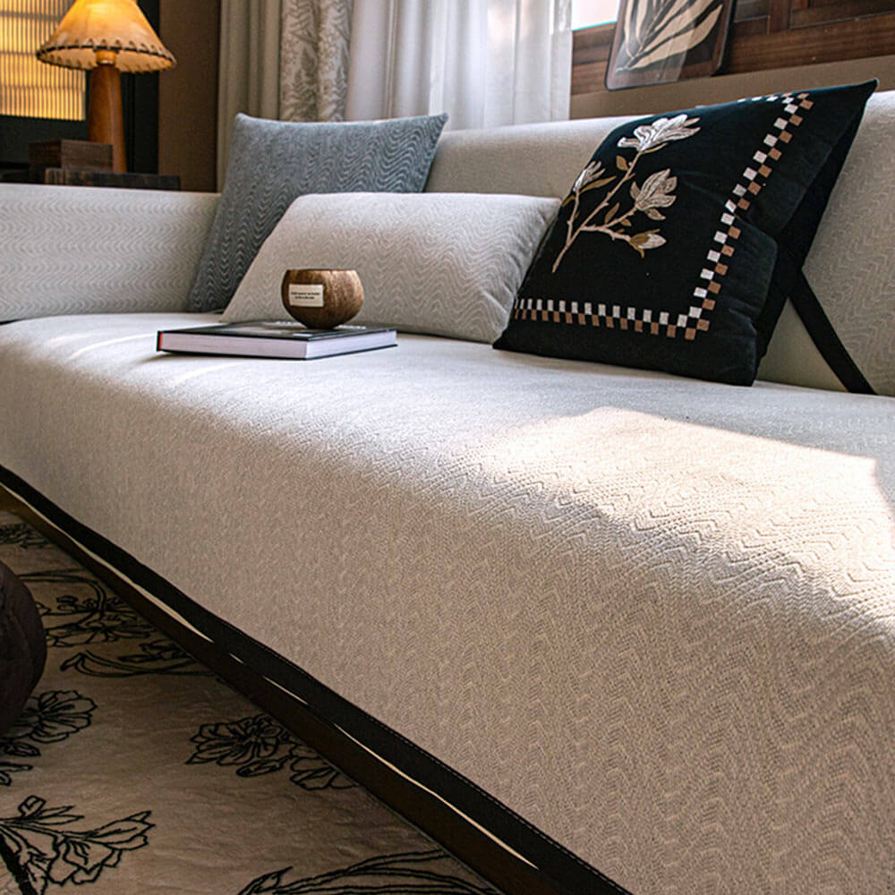 Chenille Anti-Slip Cat-Scratch Resistant Wavy Texture Premium Couch Cover