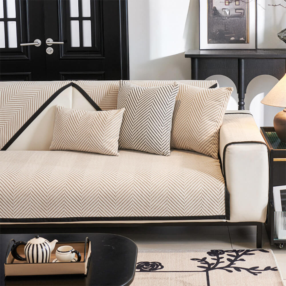 Coperchio di divano a vello a base di aringa a due toni.