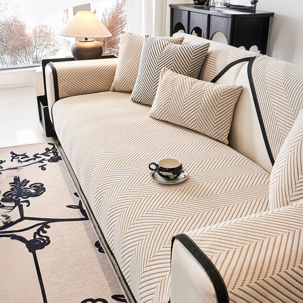 Coperchio di divano a vello a base di aringa a due toni.