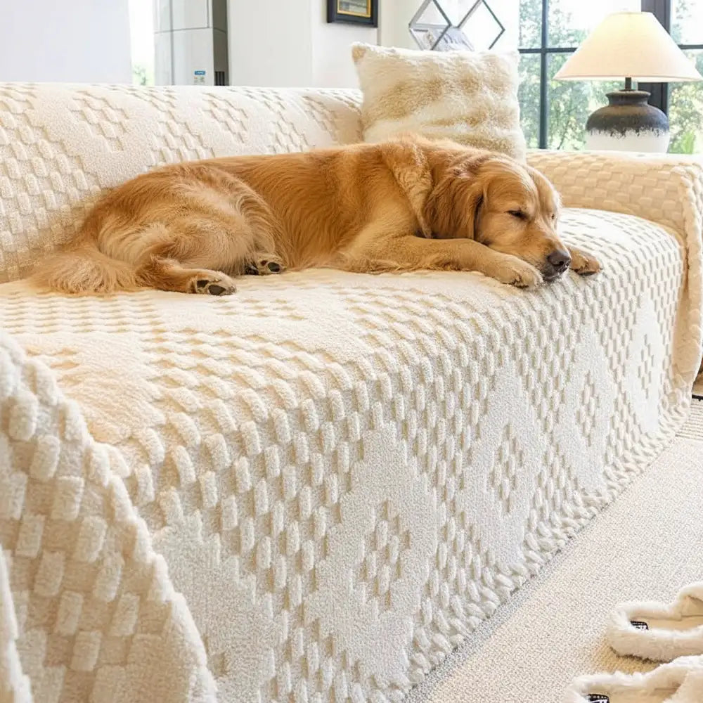 Fluffy Jacquard Velvet Scratch-Resistant Thickened Sofa Blanket Couch Cover