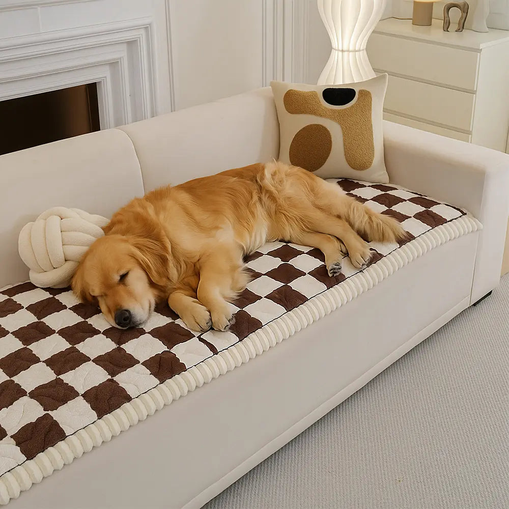 Cubierta de sofá acolchada antideslizante de sofá de terciopelo a cuadros