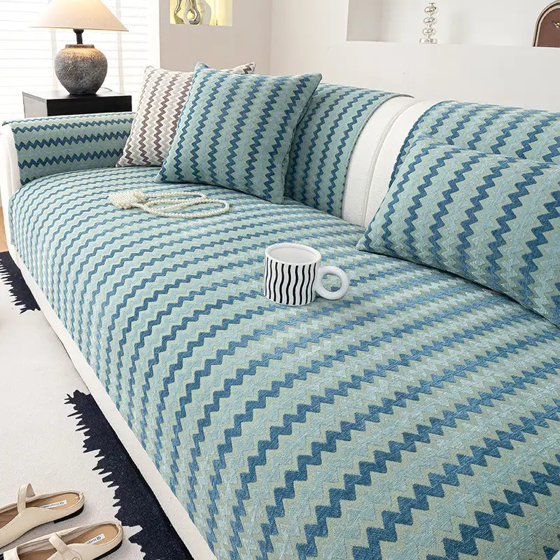 Chenille Art Corrugated Breathable Non-slip Couch Cover