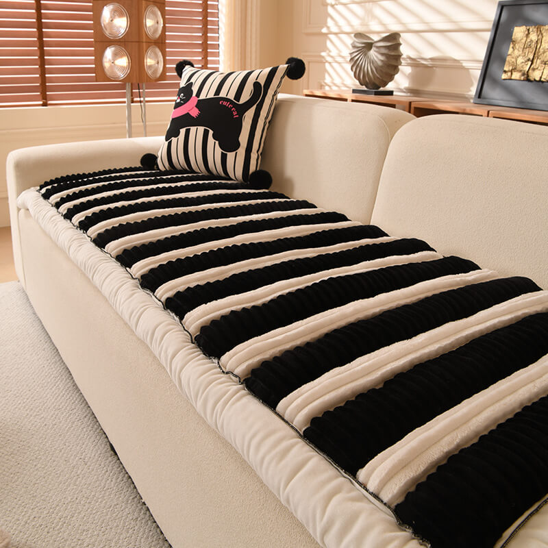 Comfort Plush Thickened Striped Non-Slip Couch Cover