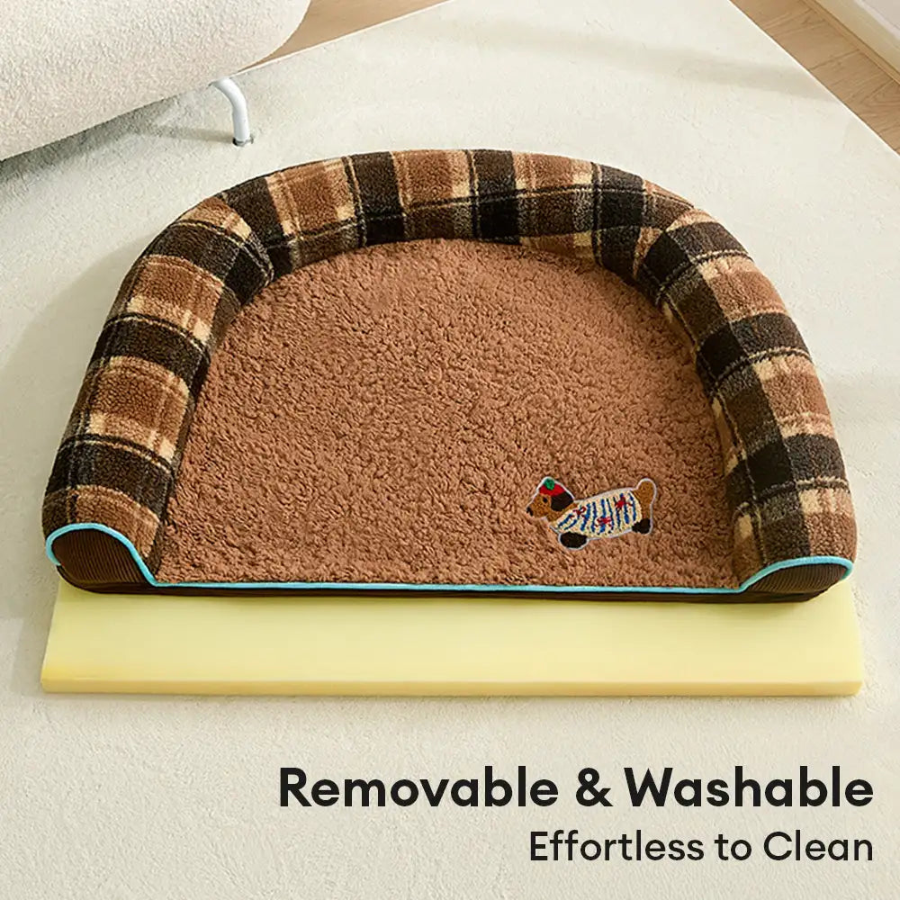 Faux Lambswool U-Shaped Removable Washable Orthopedic Pet Bed