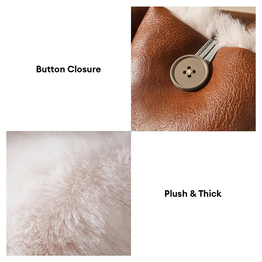 Faux Leather Vintage Multi-function Plush Dog Bed Convertible Dog Car Seat