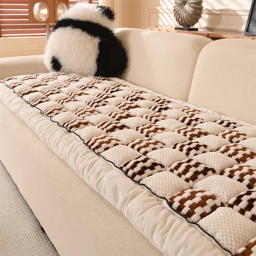 Handmade Plush Checkerboard Pet Mat Comfortable Couch Cover