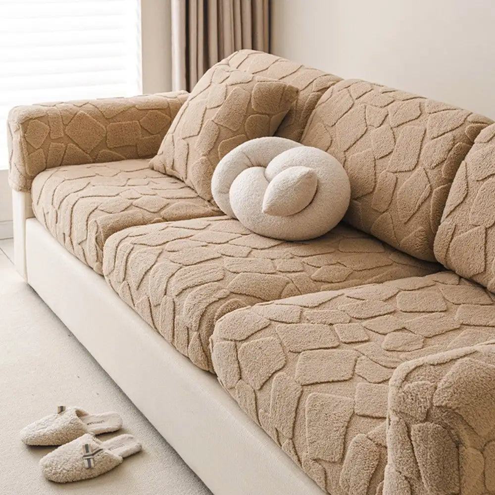 Plush Stone-Shaped Creative Texture Stretch Universal Fully Fitted Couch Cover