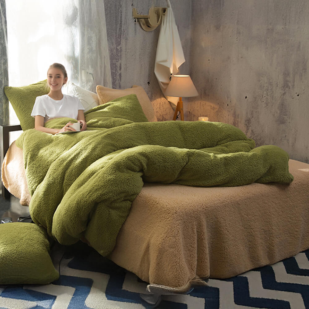 Set da letto di pile caloroso a due toni reversibile a due toni