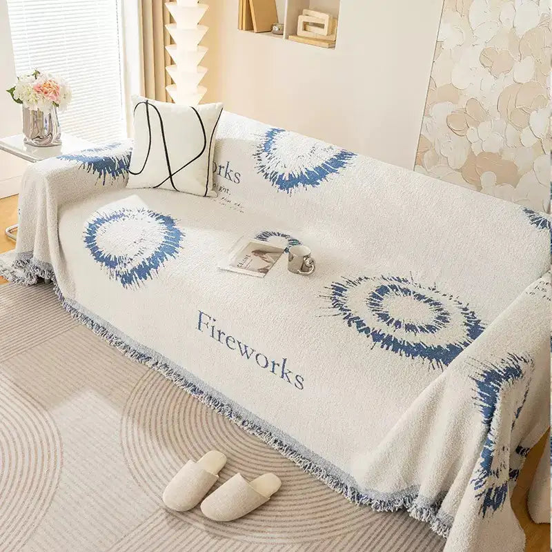 Simple Double-Sided Plush Yarn Scratch-Resistant Comfortable Couch Cover - Fireworks