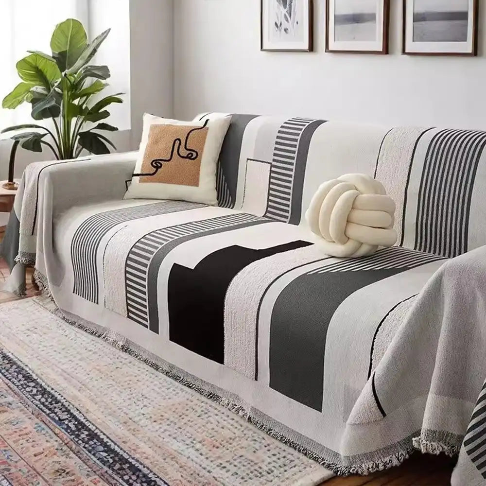 Stripe Art Scratch Resistant Chenille Multifunctional Sofa Protector Couch Cover