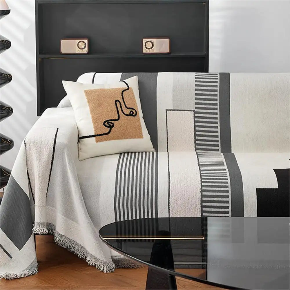 Stripe Art Scratch Resistant Chenille Multifunctional Sofa Protector Couch Cover