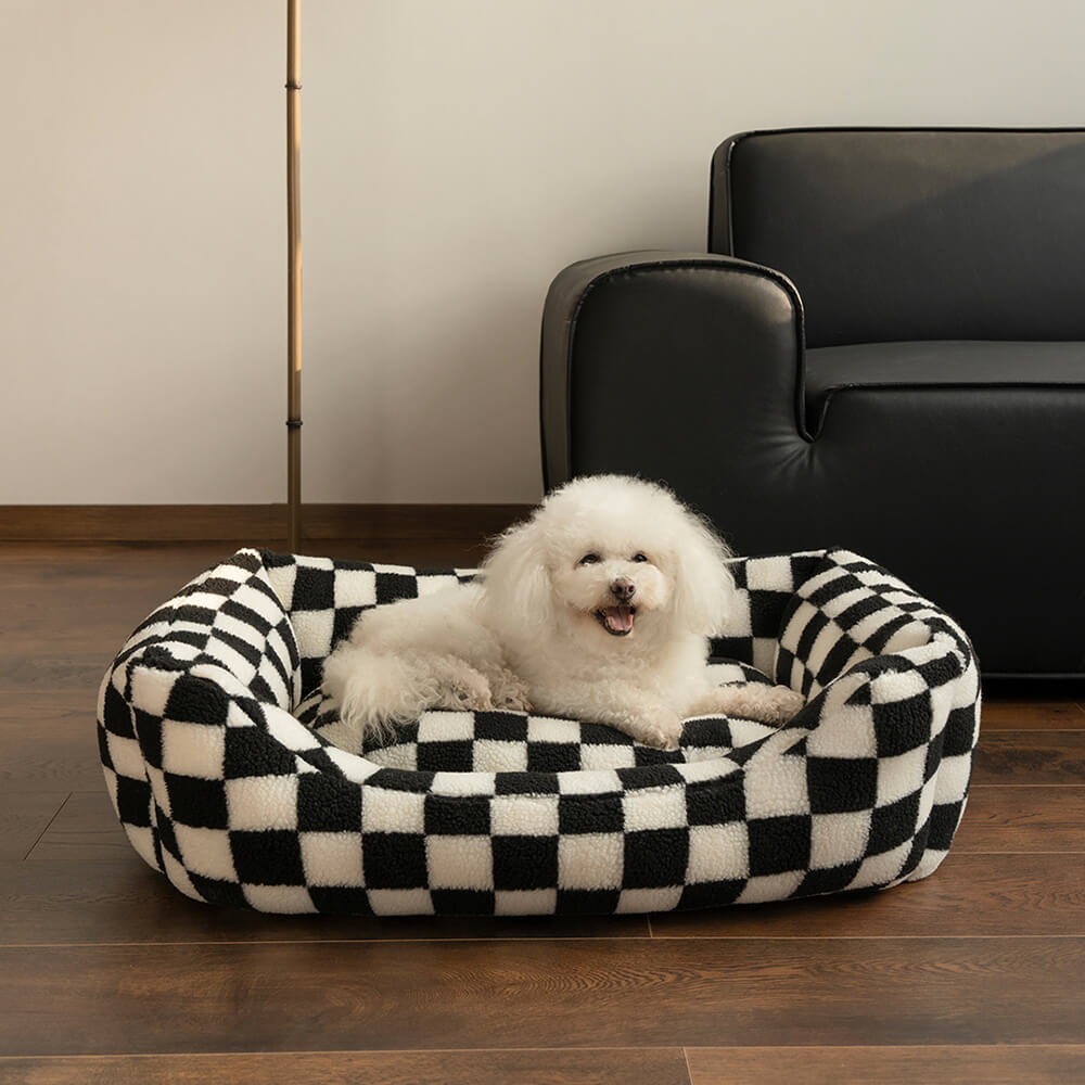 Stylish Checkerboard Warmth Removable Washable Dog Sofa Bed