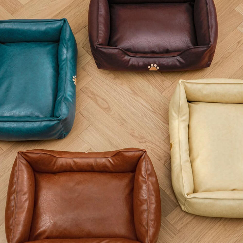Cama de perros extraíbles de perros extraíbles de cuero de lujo de cuero impermeable